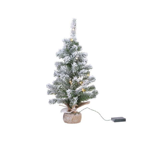 Mini pino imperial nevado con microled, luz fija blanca cálida, ø30 x 45 cm