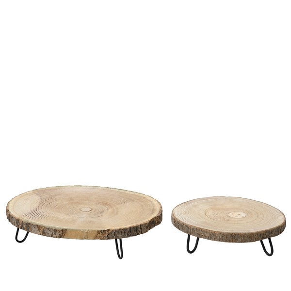 Bandejas de madera redondas decorativas, set 2 piezas