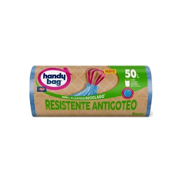 Handy bag bolsas basura Antigoteo 50L 8 bolsas