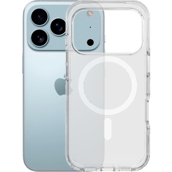 Jc trasera de silicona transparente compatible con magsafe / apple iphone 17 pro